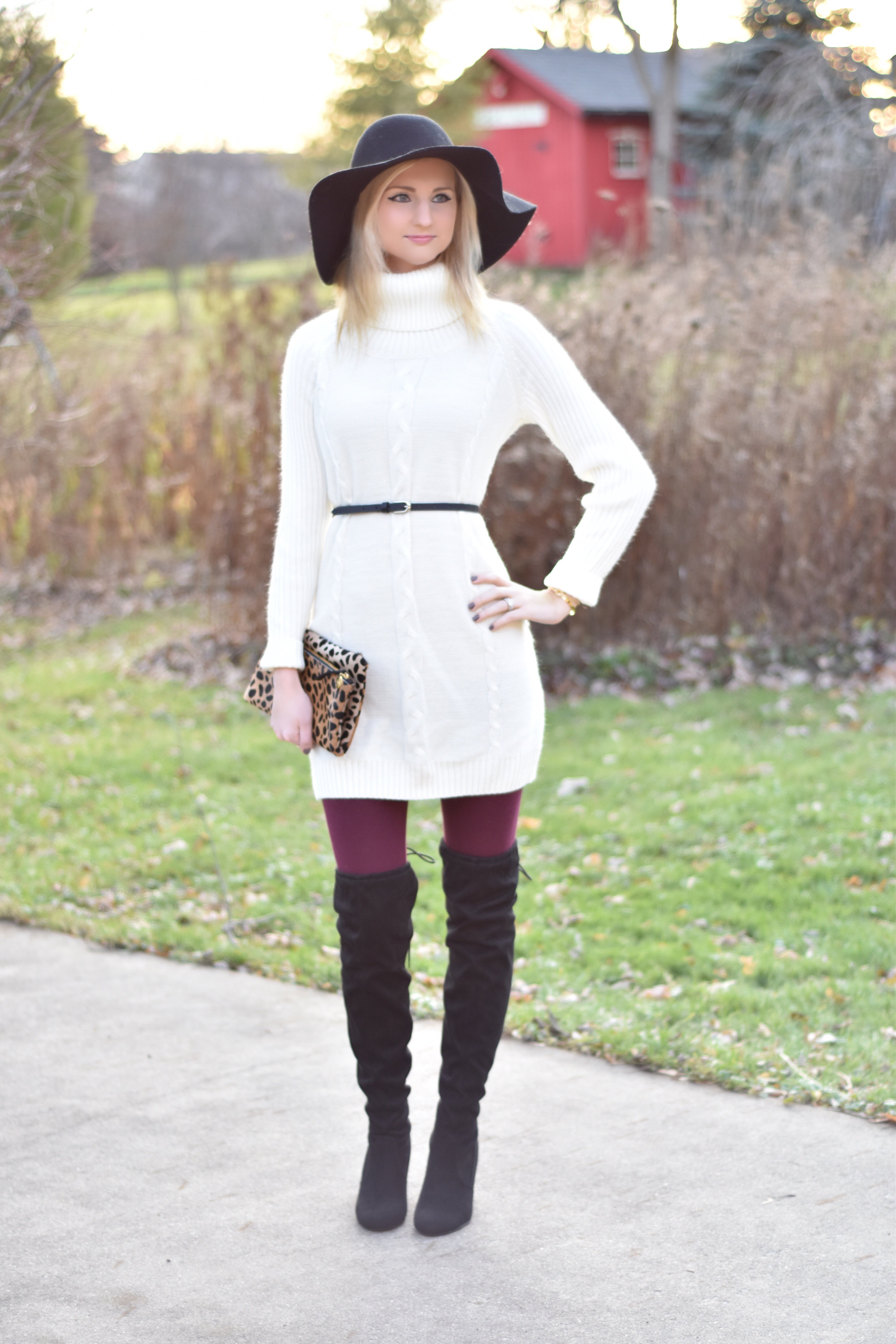 Sweater Dress + Over The Knee Boots 