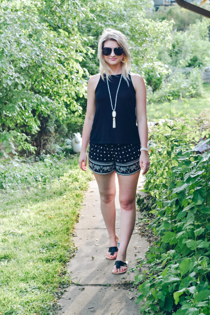 Soft Shorts + Kendra Scott Tatiana Necklace • The Chambray Bunny