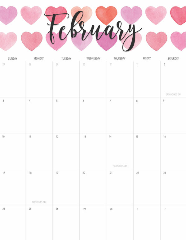 Happy February! + Free February 2019 Printable Calendar • The Chambray ...